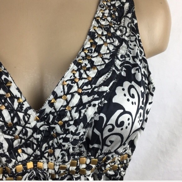 Express 100% silk Black & White Sleeveless Top M - Picture 6 of 9